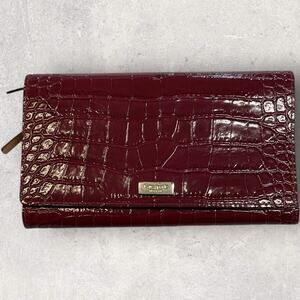 Kate Spade New York Bristol Drive Croc Phoenix Wallet BLACK CHERRY NWT